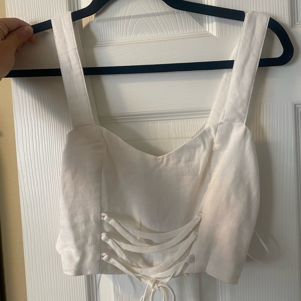 NWT Abercrombie & Fitch white linen crop top with